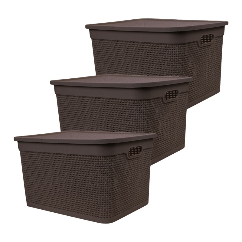 Set x3 Caja simil ratán 40 lts TABACO