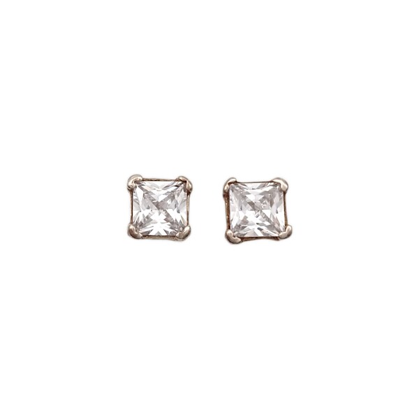 Caravanas Cuadrado-Plata 925-Piedra Zirconia-CA3132 Conpiedra