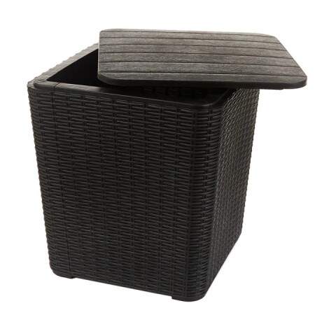Mesa Auxiliar C/Tapa Capri Símil Ratan Negro - Espacio para Guardado Mesa Auxiliar C/Tapa Capri Símil Ratan Negro - Espacio para Guardado
