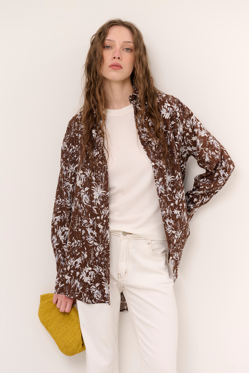 CAMISA JULIETA FLORES CHOCOLATE