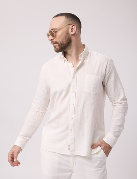 Camisa m/l lino lisa blanco