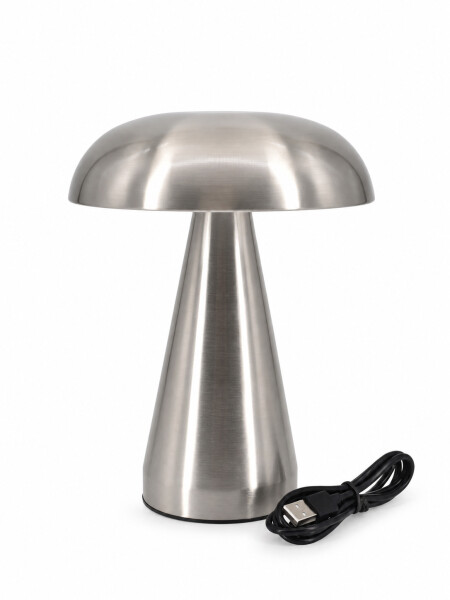 LAMPARA METALICA TIPO HONGO PLATEADO