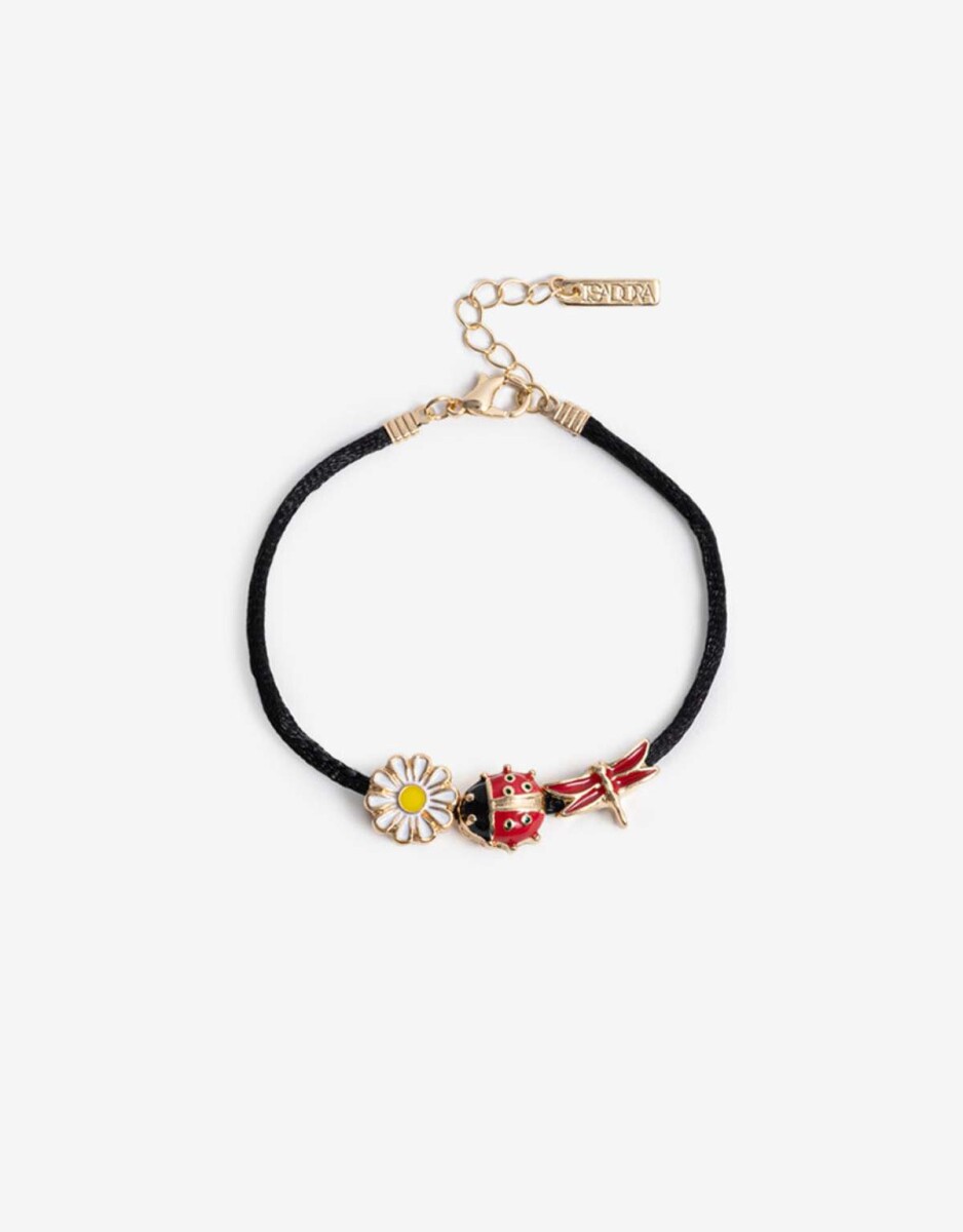 Pulsera Cordón Y Dijes - Dorado 