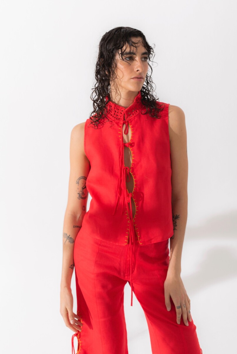 Top Multi Linen - Rojo 