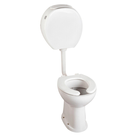 Inodoro Alto Sin Mochila Blanco Brillo Para Discapacitados Ferrum Espacio Descarga A 27,5 Cms. 000