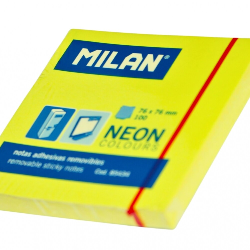 BLOCK ADHESIVO MILAN 76X76 MM COLOR AMARILLO NEON X 100 UNIDADES BLOCK ADHESIVO MILAN 76X76 MM COLOR AMARILLO NEON X 100 UNIDADES