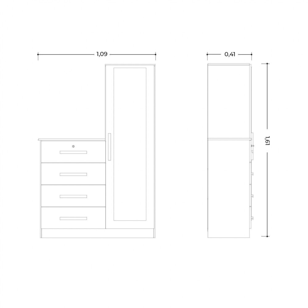 Cómoda 1 puerta 4 Cajones - Belize Plus Marron y Beage