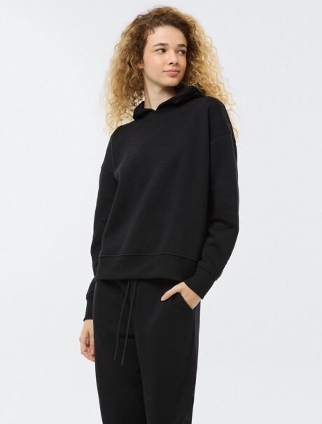 BUZO DE FELPA CON CAPUCHA NEGRO