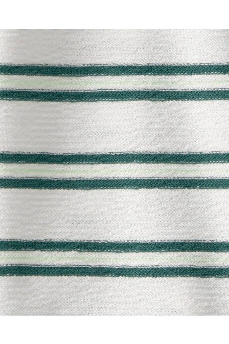 Monito polo corto de algodón, verde y blanco, diseño a rayas Sin color