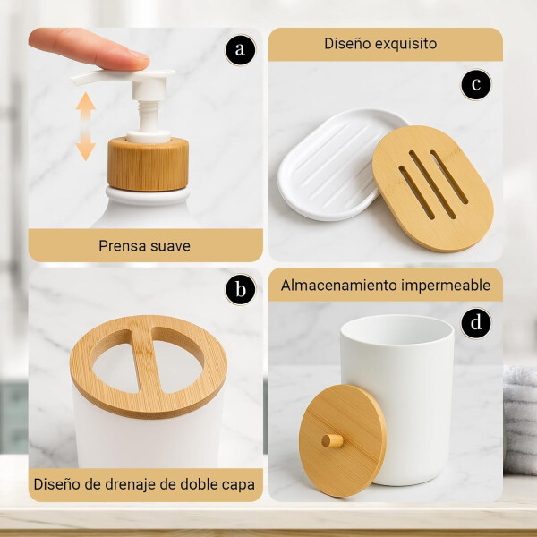 Set De Baño Accesorios Juego De 7 Piezas Dispenser Jabonera IMBACK Color Blanco Set De Baño Accesorios Juego De 7 Piezas Dispenser Jabonera IMBACK Color Blanco