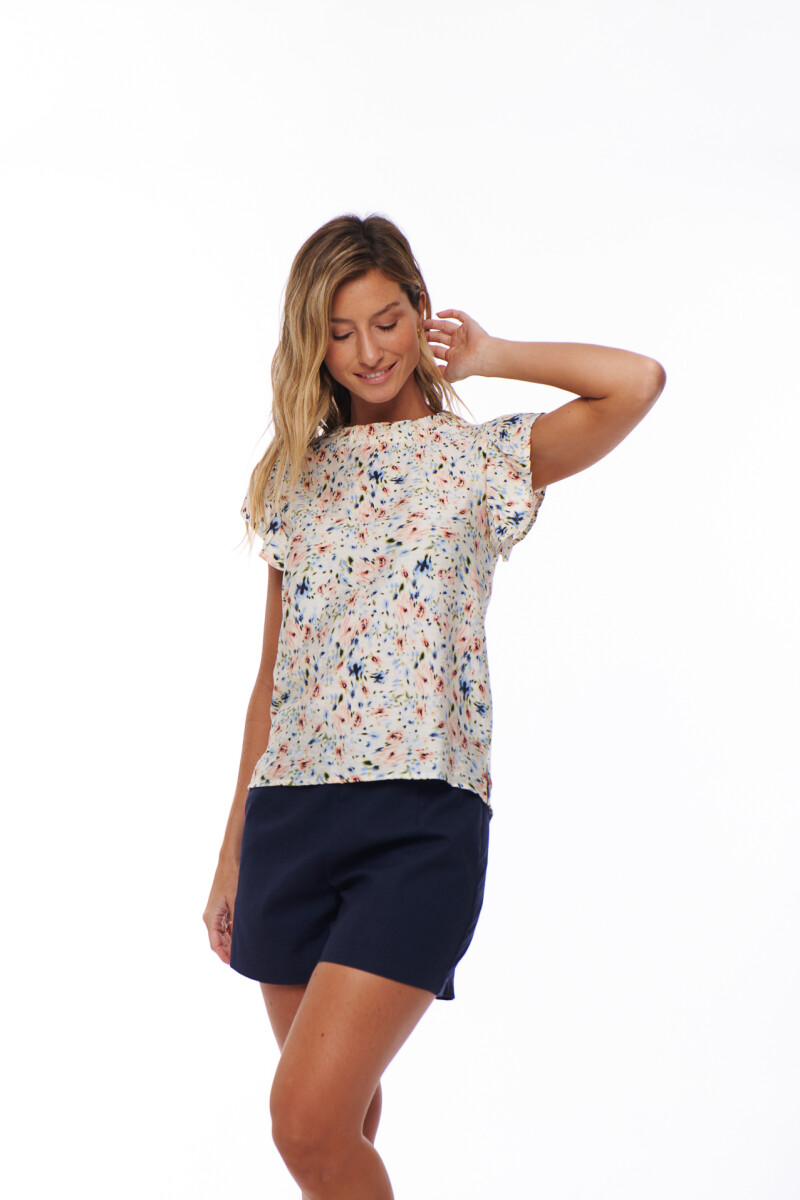 BLUSA MARIA ESTAMPADO CELESTE Y CORAL