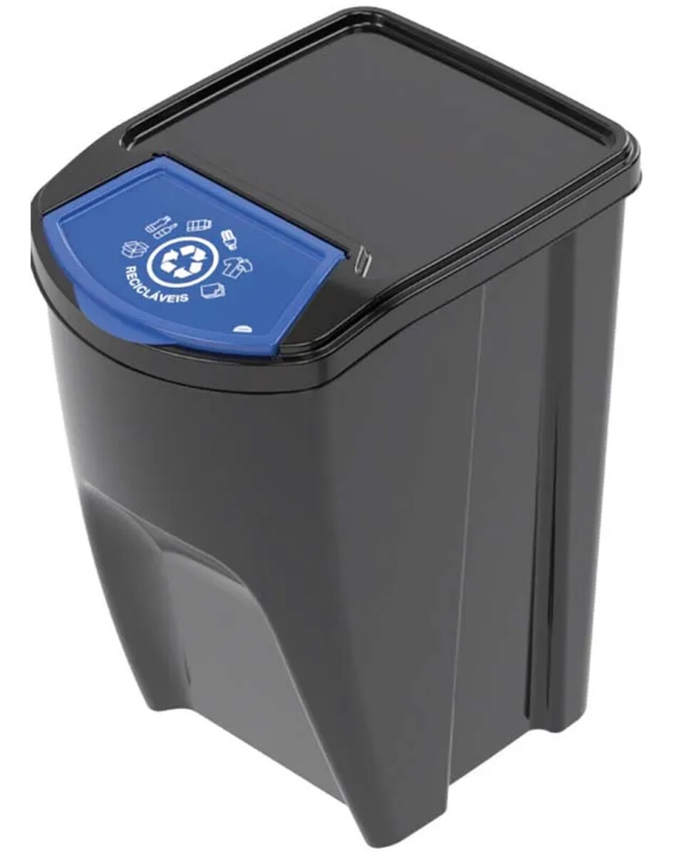 Basurero apilable Plasutil Eco 34L para desechos orgánicos/reciclables - Reciclable Color Negro 