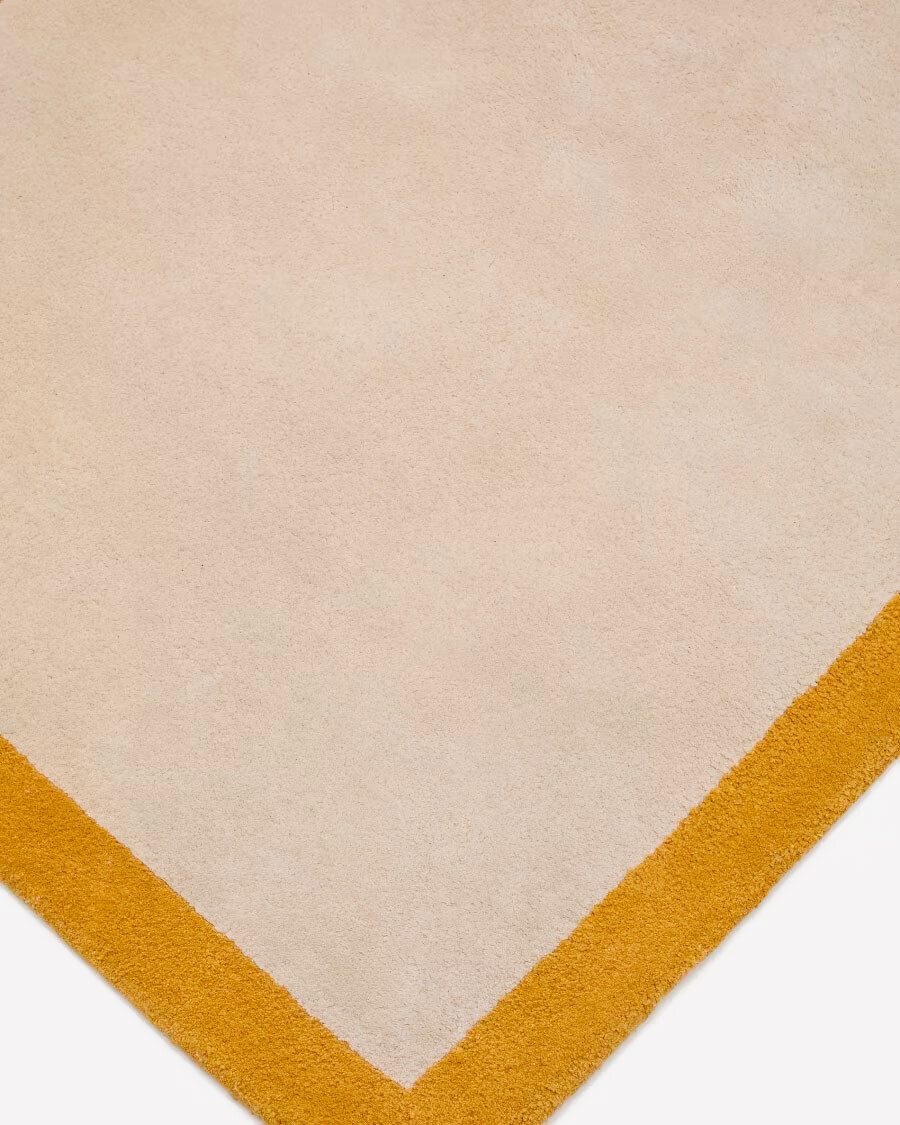 Alfombra Nalim 100% de algodón beige y mostaza 90 x 150 cm
