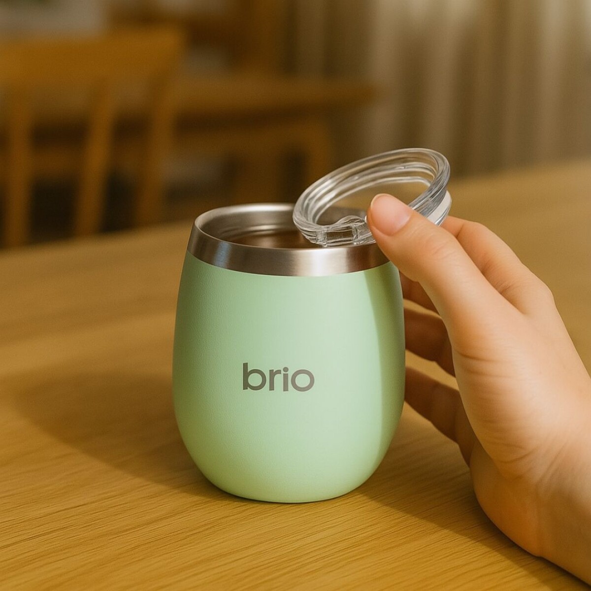 MATE ACERO INOXIDABLE CON TAPA VERDE 