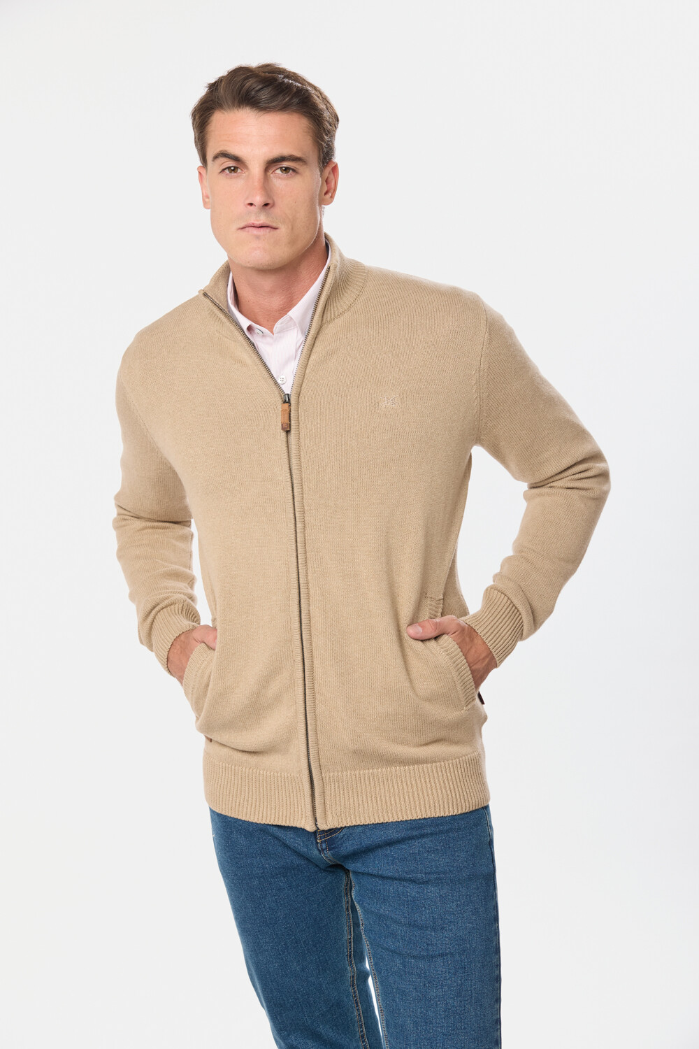 CAMPERA TEJIDA DE ALGODON Beige