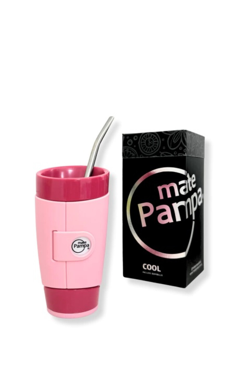 MATE PAMPA GUAMPA CON BOMBILLA BOMBILLA ROSA C/ FUCSIA