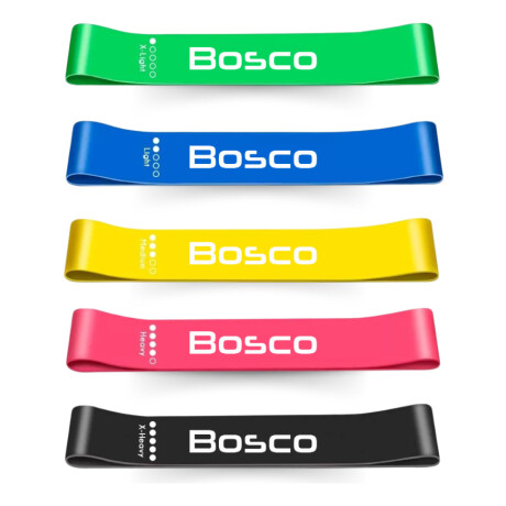 Set 5 Bandas Elasticas Resistencia Bosco Latex + Bolso Multicolor