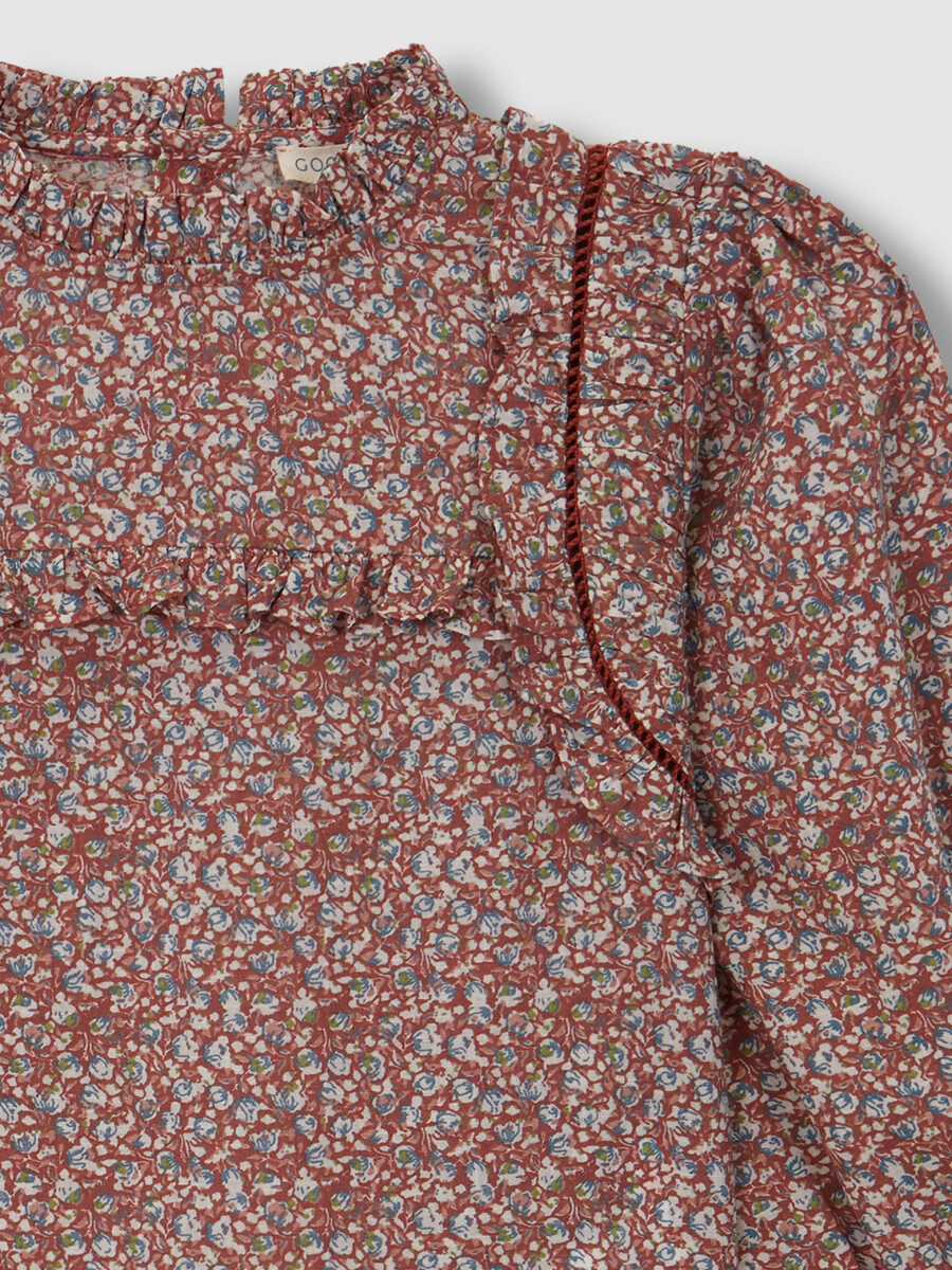 Blusa Estampado Florecitas Granate
