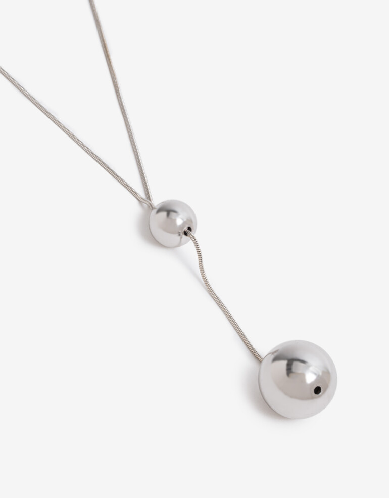 Collares Largos Metal Collar Largo Bolón - Plateado Rodio
