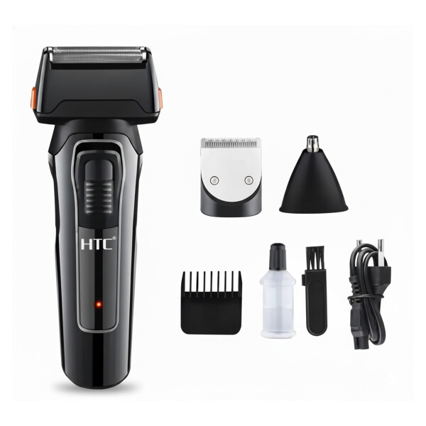 Afeitadora Cortadora De Pelo Barba inalámbrica HTC 3 En 1 Color Negro