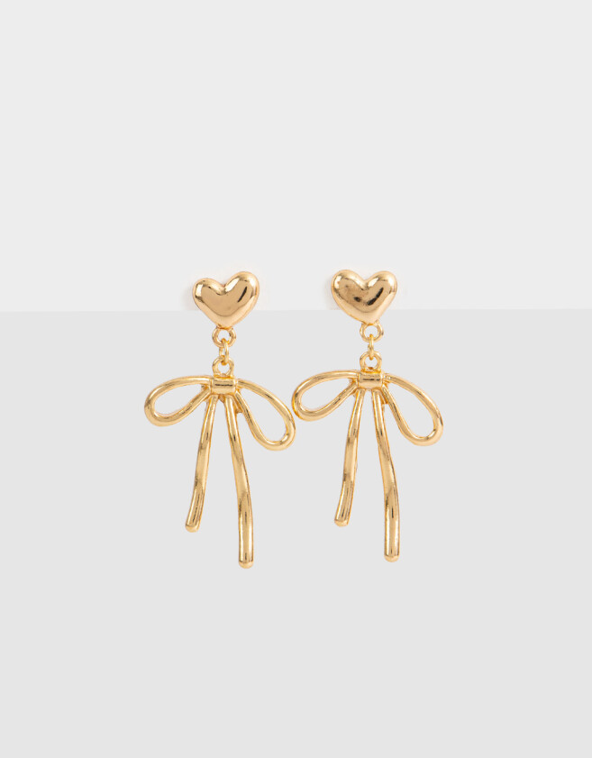 Aros Colgantes Largos Moño Aros Colgantes Largos Moños - Dorado