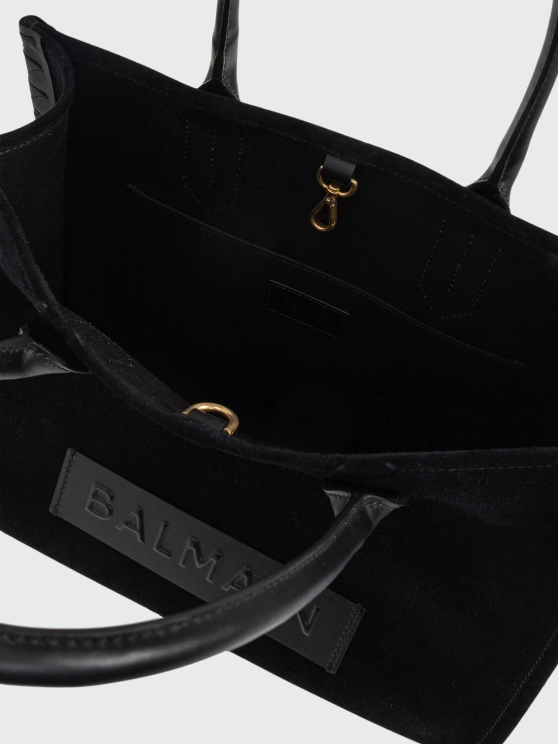 BALMAIN - B-ARMY SHOPPER SMALL-SUEDE TOTE BAG Negro