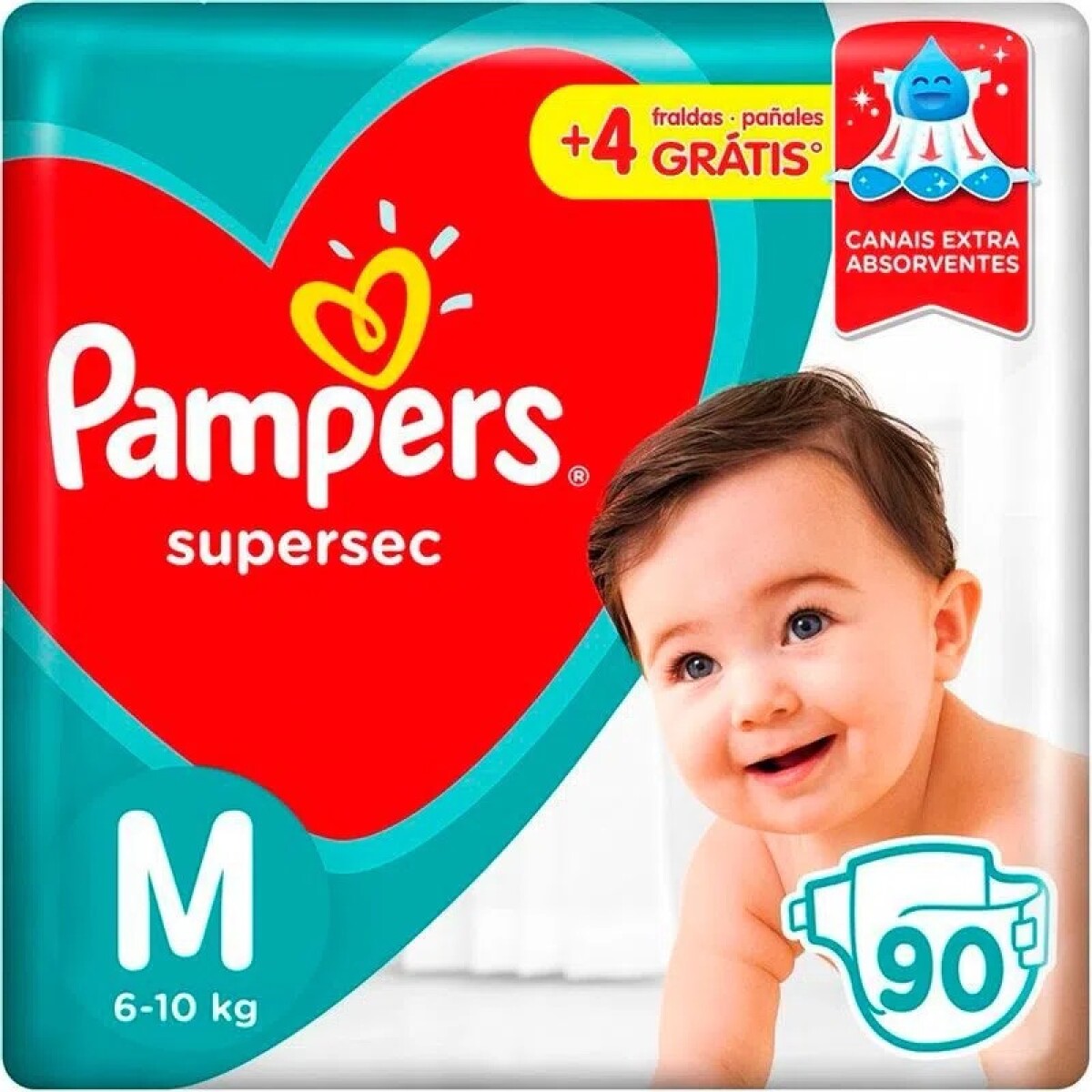 Pañales Pampers Super Sec M 90 Unidades 