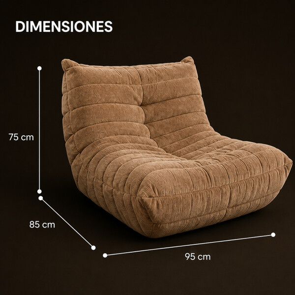 Sillón ComboHome Toggo 1 Cuerpo Lazy Sofa Puff Corderoy Marrón 1
