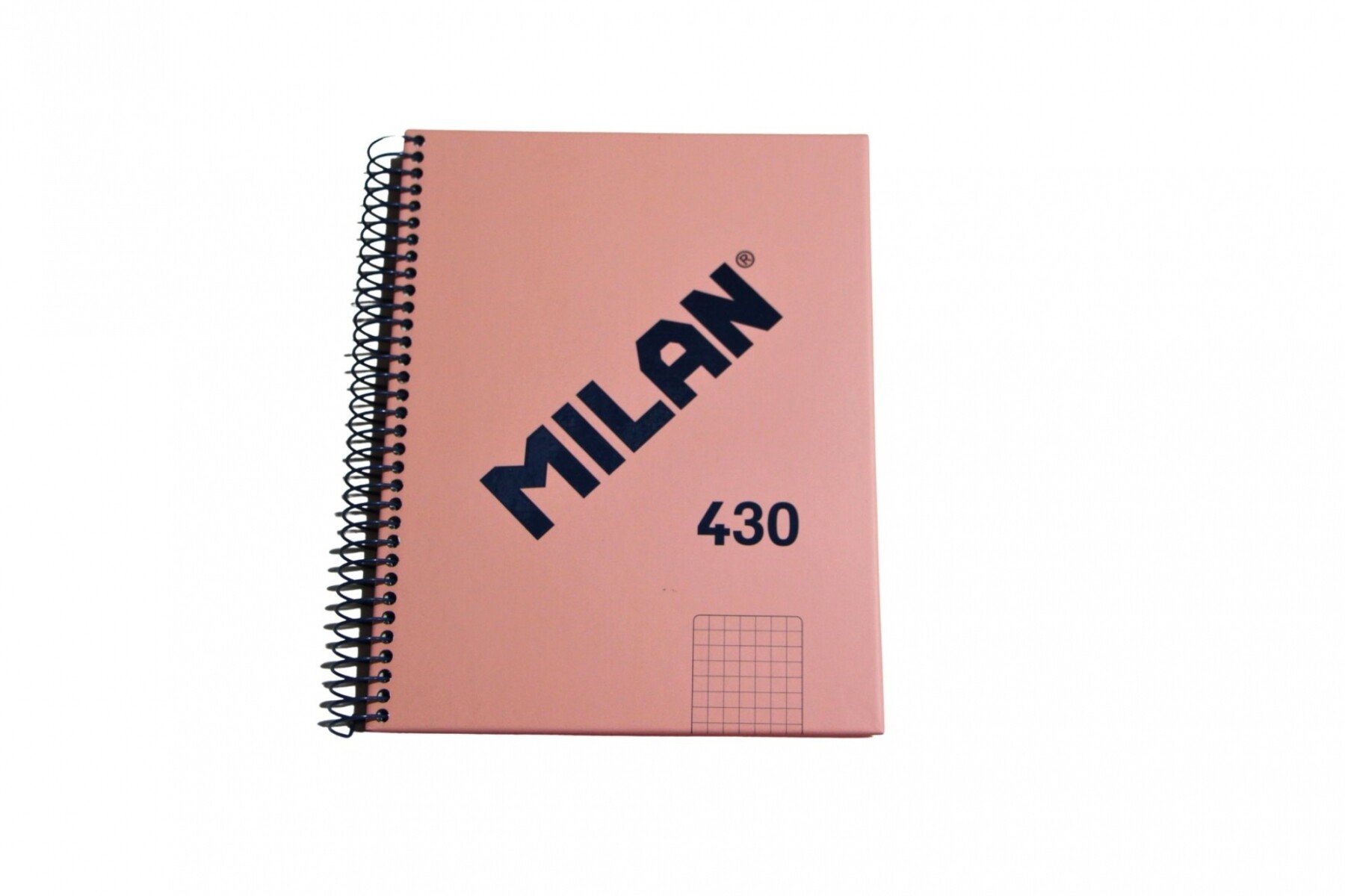 CUADERNO MILAN CON ESPIRAL TAMAÑO A5 CUADRICULADO DE 80 HOJAS COLOR ROSADO 