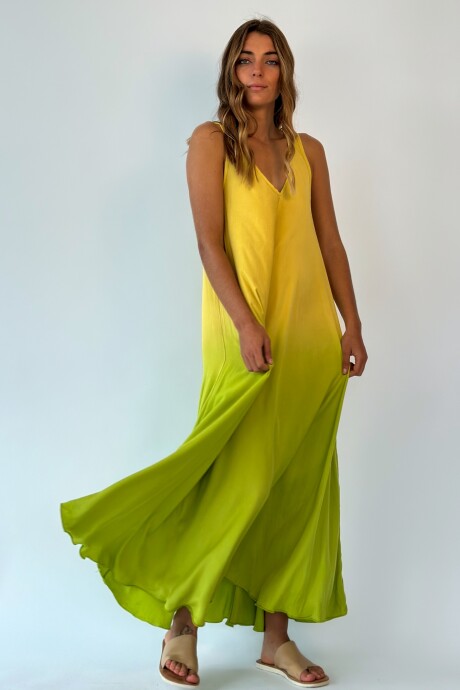 VESTIDO HELVECIA AMARILLO Y VERDE
