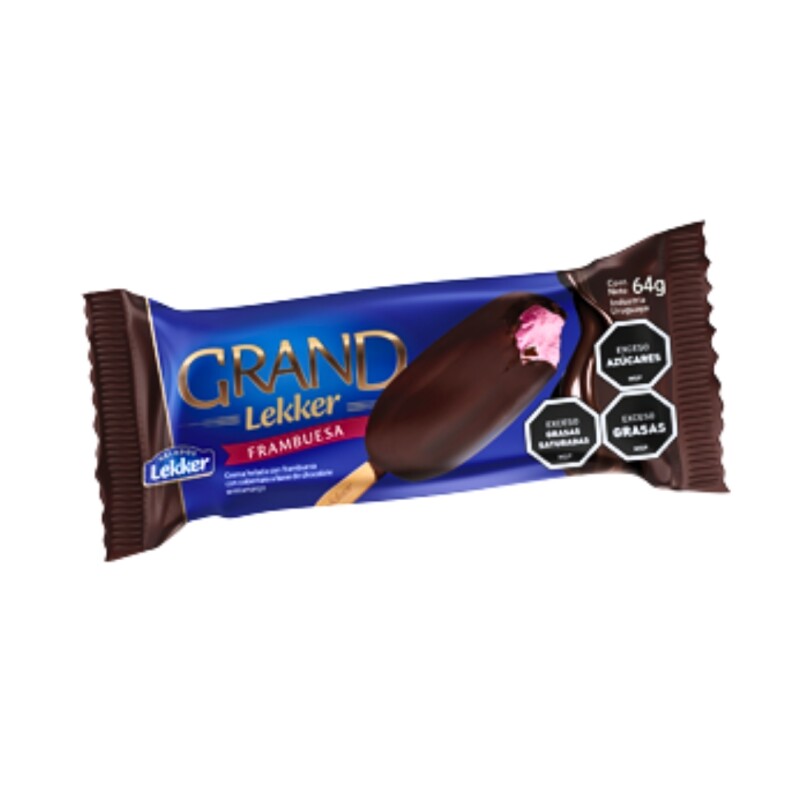 Helado Grand Lekker - 64 g - Frambuesa cobertura Chocolate Amargo