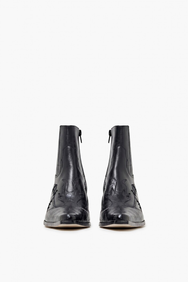 Bota de cuero Texi croco negro