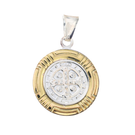 Medalla de plata 925 y double de oro 18 ktes San Benito Medalla de plata 925 y double de oro 18 ktes San Benito