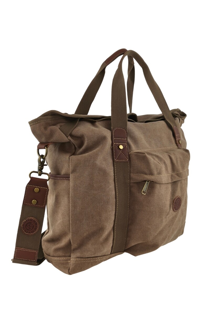 Bolso tote de lona urbano Marrón
