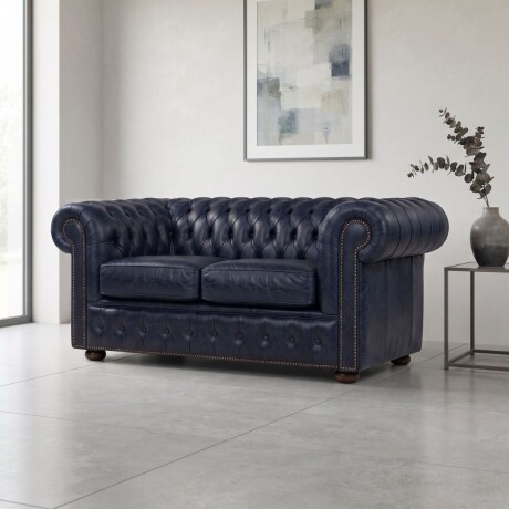 Sofá Chesterfield Novo - Cuero Básico - 2 cuerpos Negro - (Preventa)