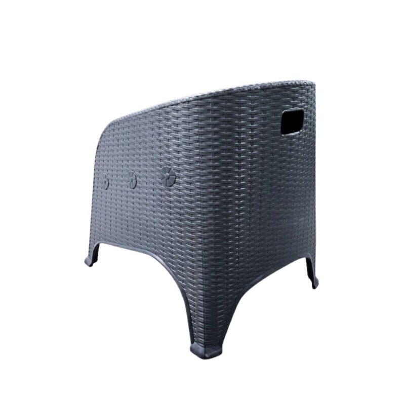 Set x4 sillones simíl ratán + Mesa cuadrada GRIS