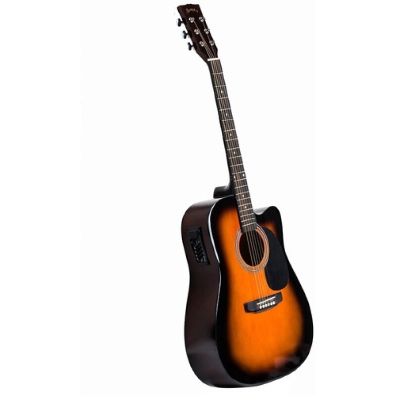 Guitarra Electroacústica Memphis 964 con ecualizador de 4 bandas y cuerdas de acero Sunburst