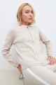 Bomber tejida con bolsillos beige melange