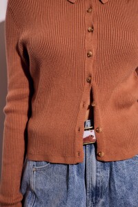 Cardigan Cuello Polo Mocha