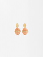 Pendientes Ovalados Efecto Piedra naranja