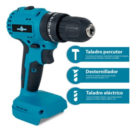 Taladro Percutor Atornillador Ecodrop 10mm + 2 Baterías Taladro Percutor Atornillador Ecodrop 10mm + 2 Baterías