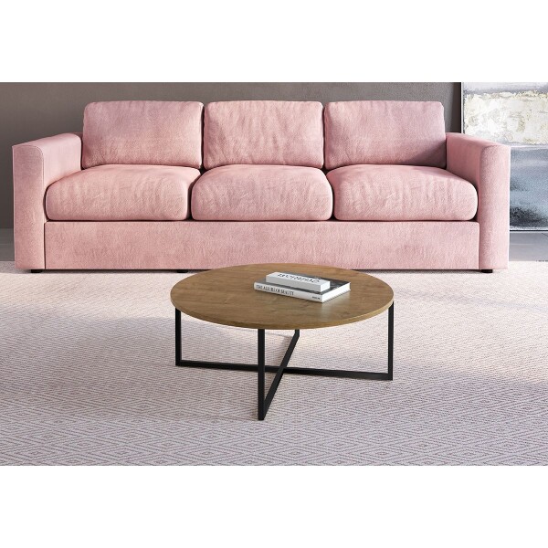 Mesa De Centro Circa Baja Madera Hierro 70cm Diámetro MESA DE CENTRO CIRCA BAJA