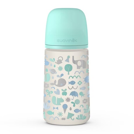 Biberón Suavinex de 0-6M 270Ml Tetina Anatómica Flujo Medio Verde Agua
