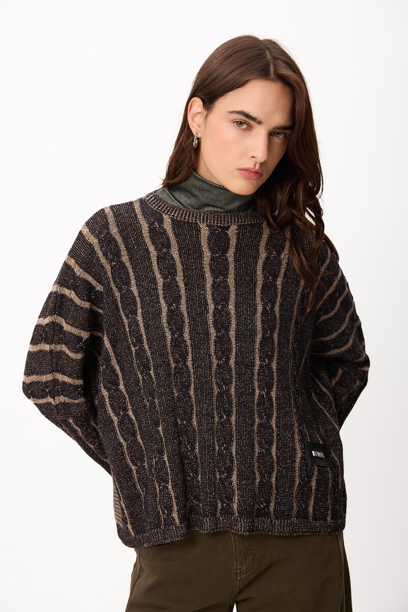 Sweater Oceano Crop Negro/Vison