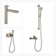 JUEGO DE GRIFERIA BRUSH NICKEL DUCHA EXTERIOR LAVATORIO ALTO DUCHA HIGIENICA 000