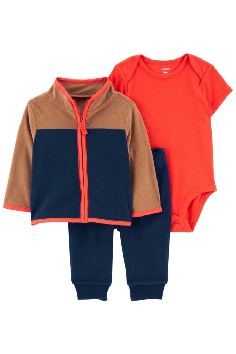 Set tres piezas campera y pantalón de micropolar más body de algodón Sin color