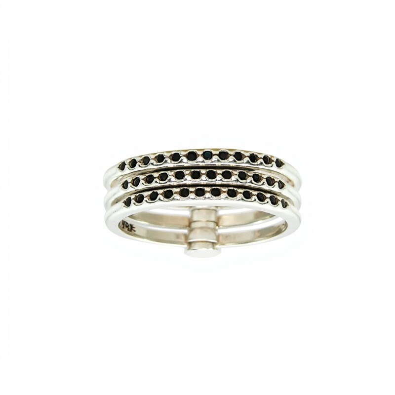Anillo Triple-Plata 925-Piedra Ónix-AN3851 conpiedra