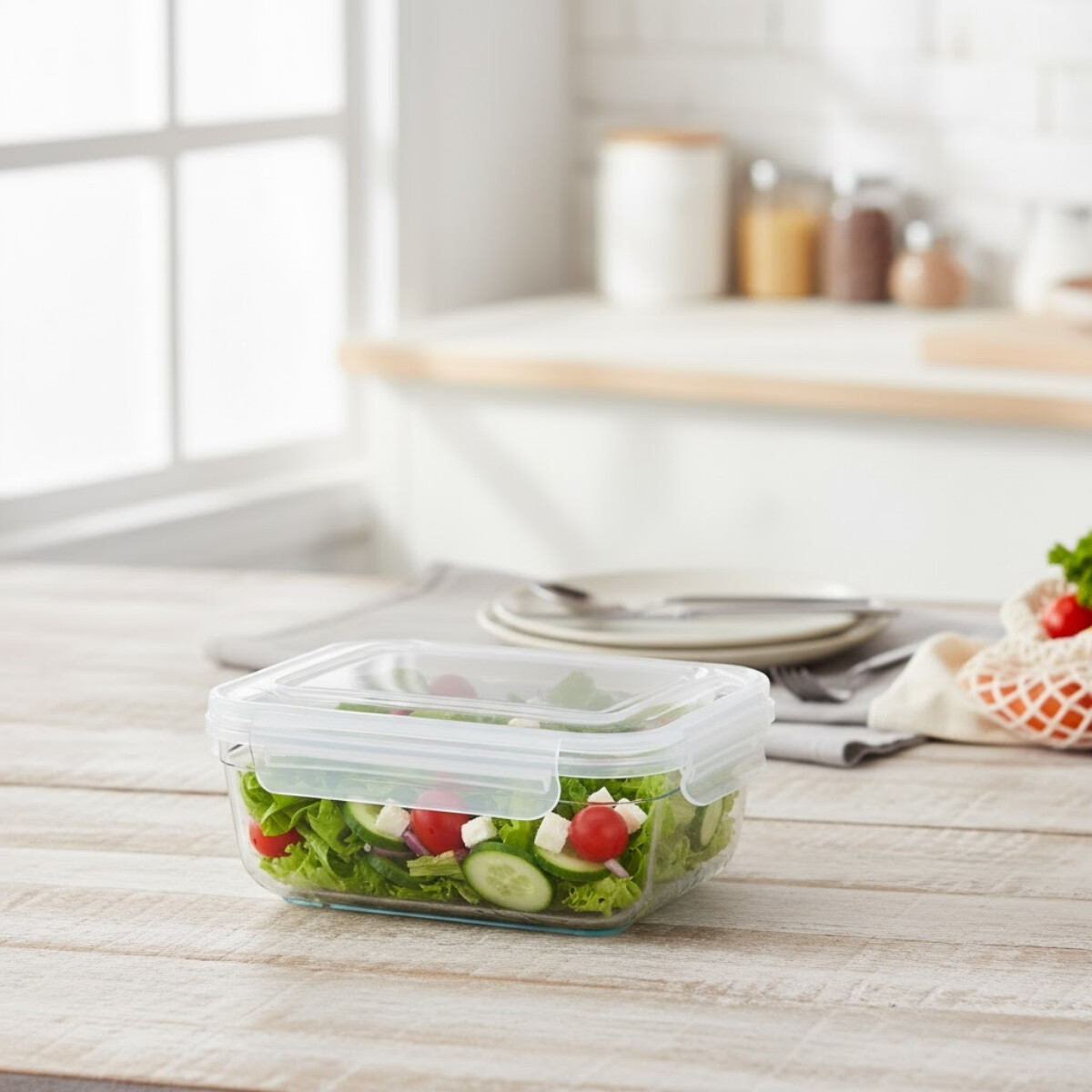 Pote hermético rectangular 1,4 lts - TRANSPARENTE 