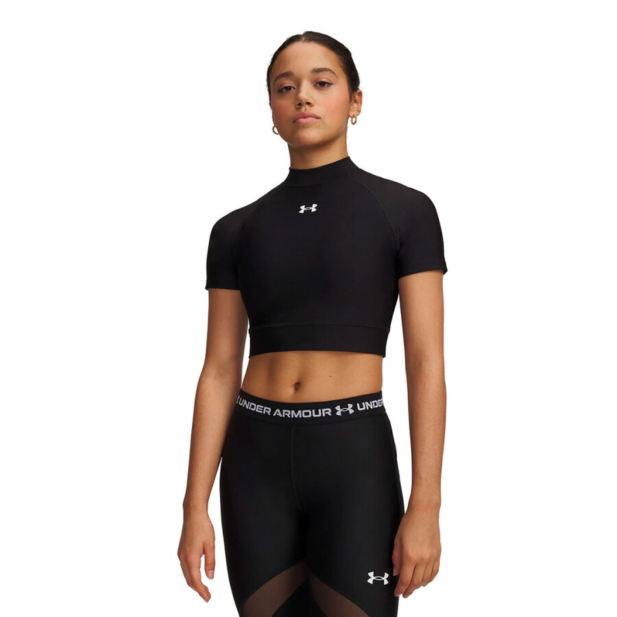Top de Mujer Under Armour Heatgear Crop Mock Ss Negro