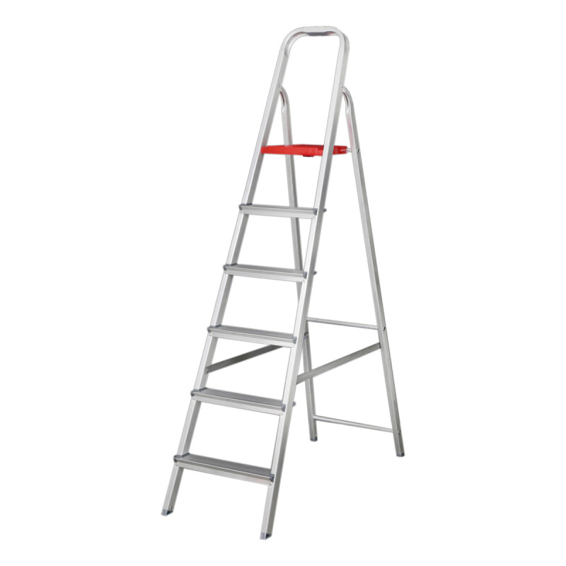 Escalera De Aluminio Tijera 6 Escalones Plegable Gris